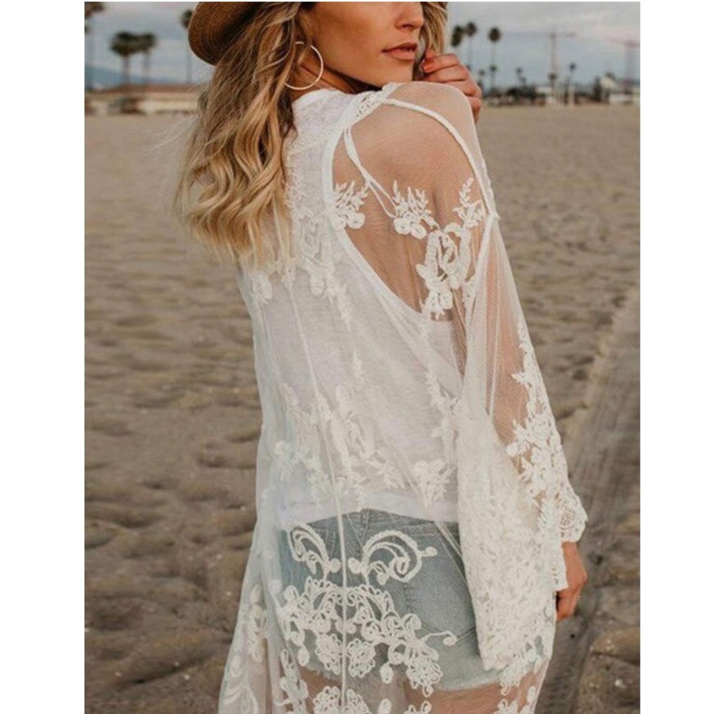 Lace Open Front Kimono Cardigan